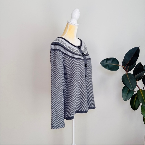 Talbots Boho Fair Isle Textured Knit Lambswool Angora Blend Cardigan Sweater - Picture 2 of 5